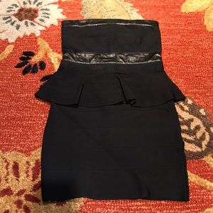 Bebe strapless peplum mini